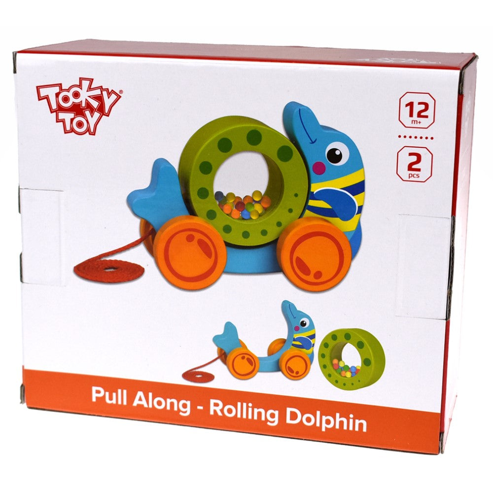 Pull Along Toddler Rolling Dolphin With Beads