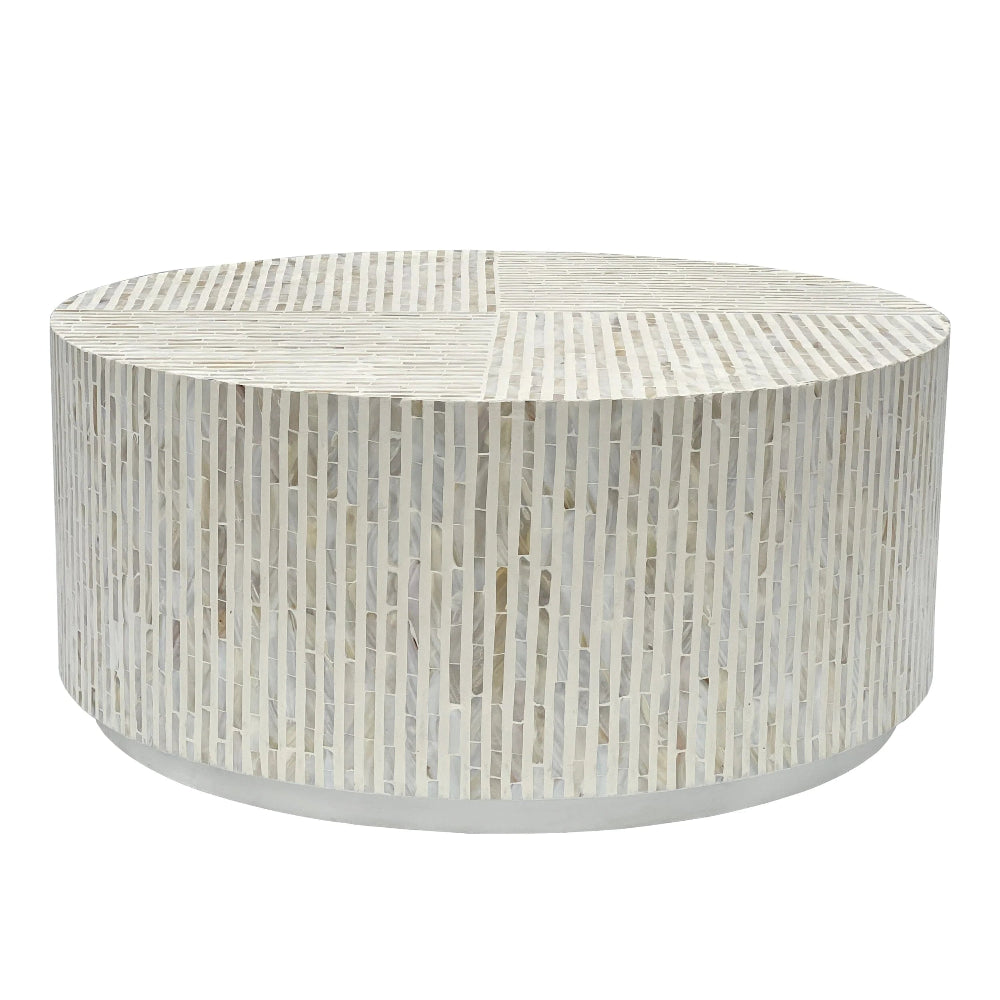 Purist Luxe Artisanal Mother of Pearl Accent Table - 92cms