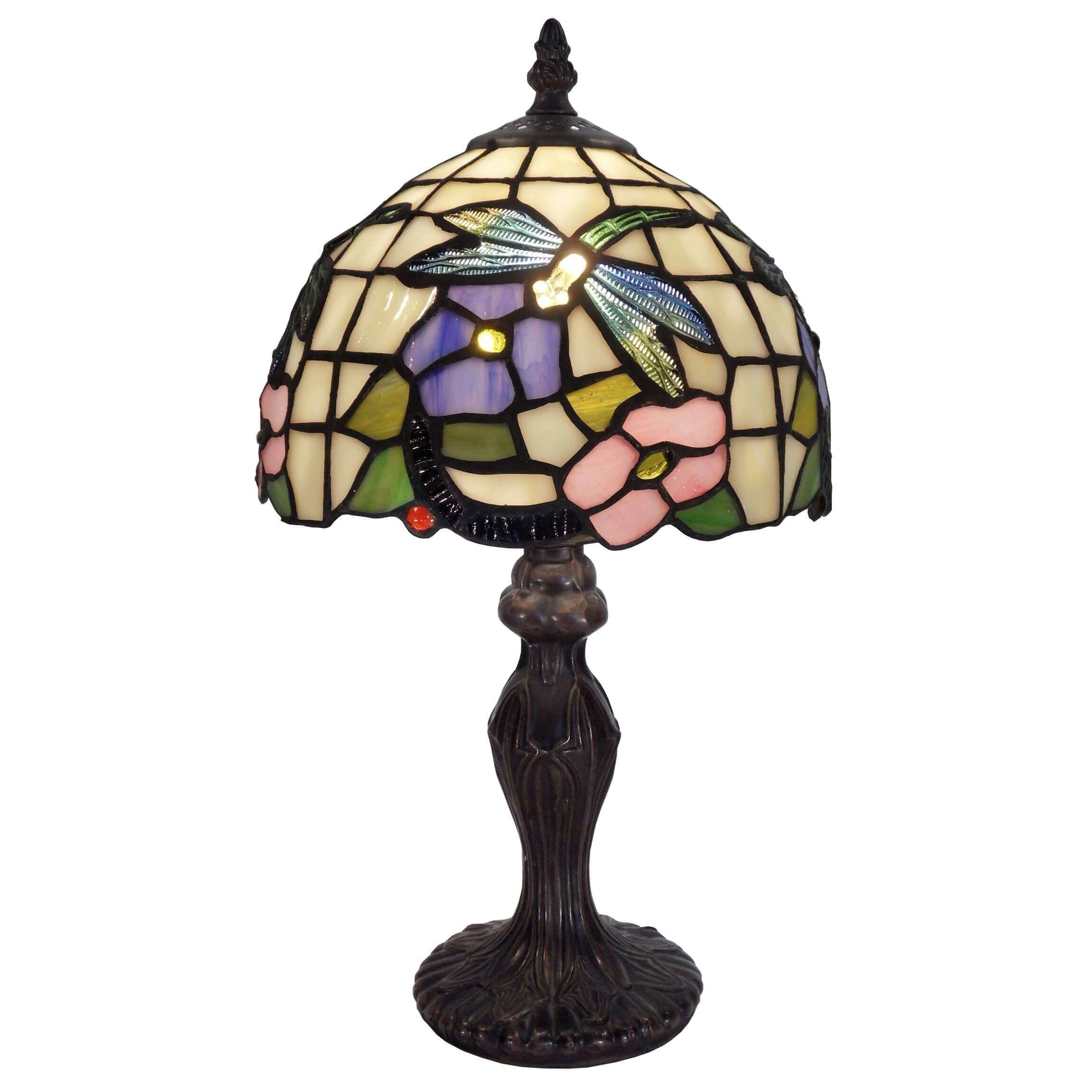 Purple Flower Tiffany Stained Glass Table Lamp