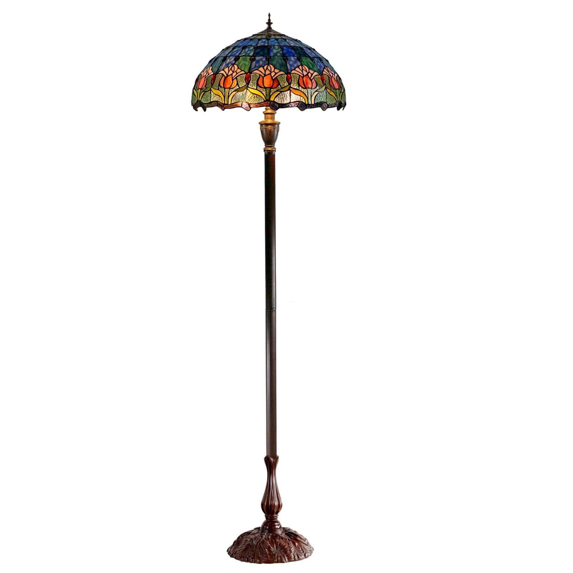 Purple Tulip Tiffany Stained Glass Floor Lamp