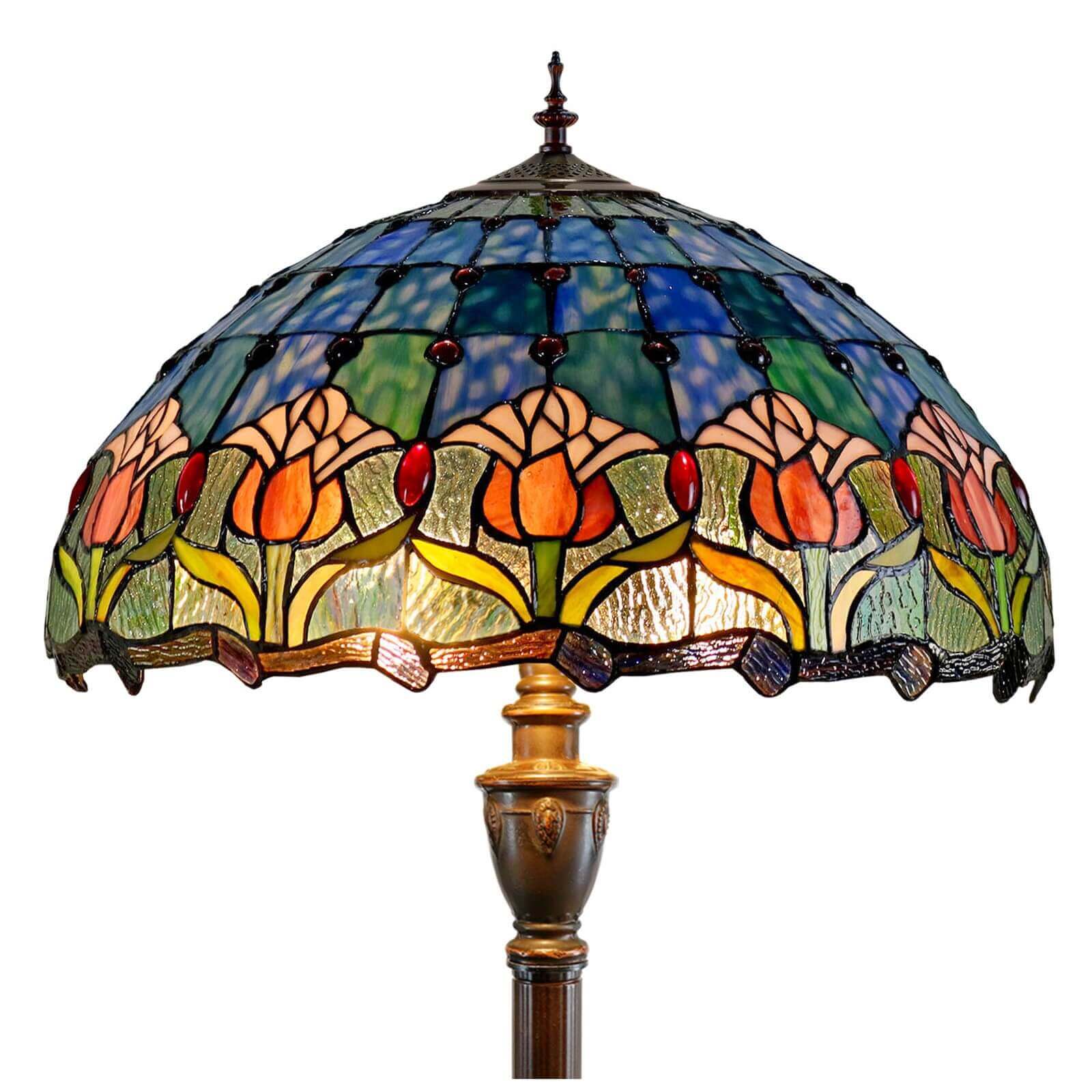 Purple Tulip Tiffany Stained Glass Floor Lamp