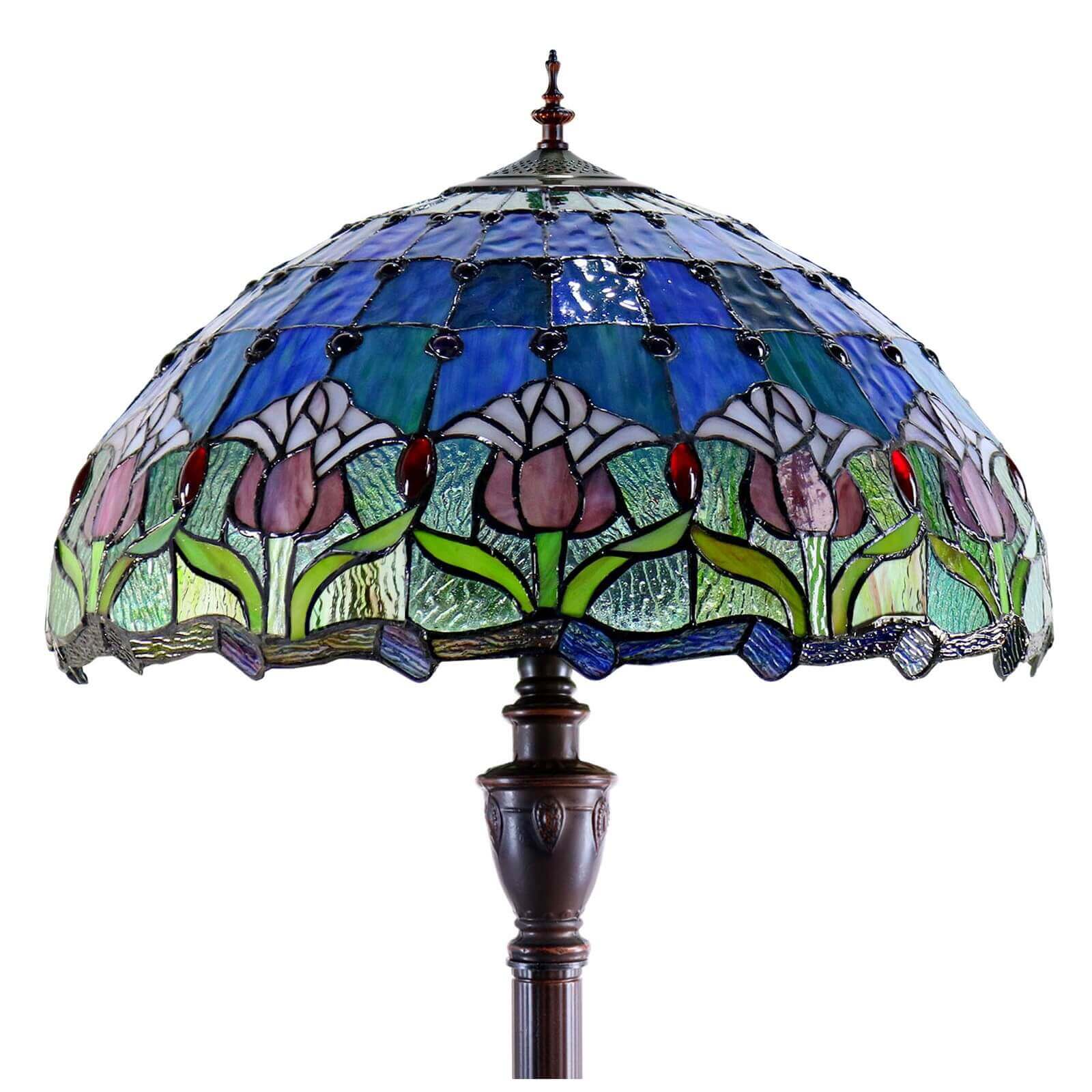 Purple Tulip Tiffany Stained Glass Floor Lamp