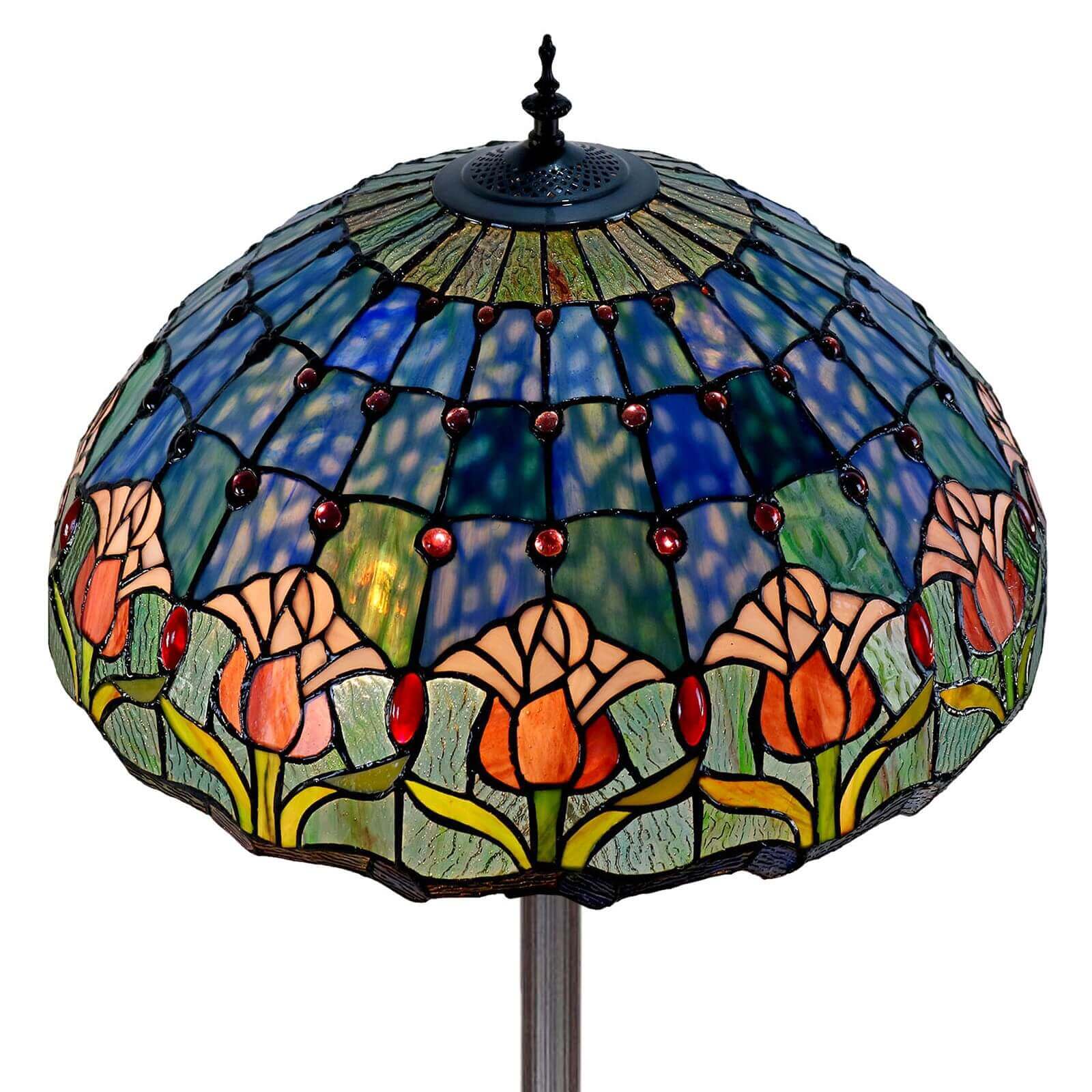 Purple Tulip Tiffany Stained Glass Floor Lamp