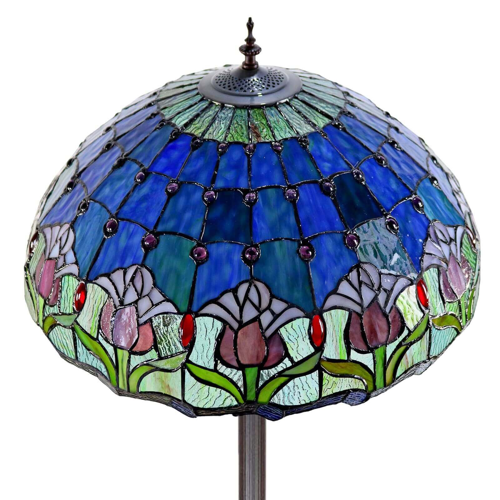 Purple Tulip Tiffany Stained Glass Floor Lamp