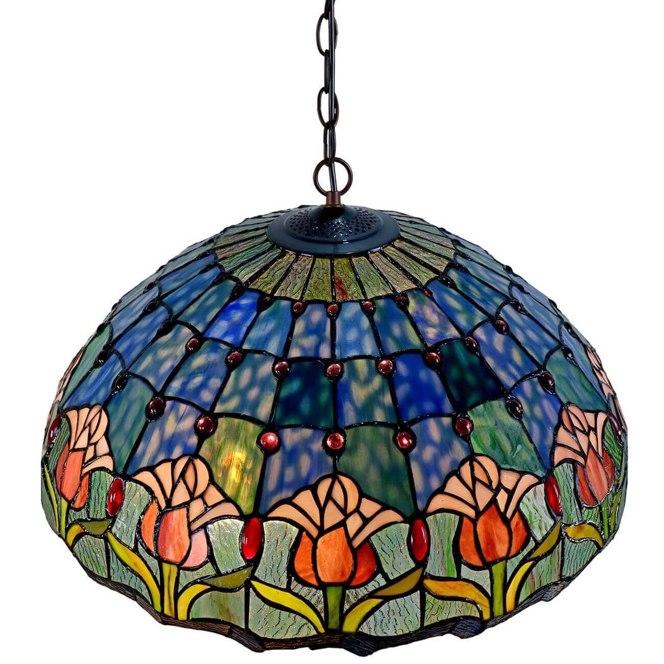 Purple Tulip Tiffany Stained Glass Hanging Lamp