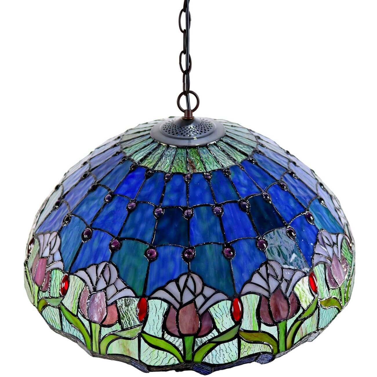 Purple Tulip Tiffany Stained Glass Hanging Lamp