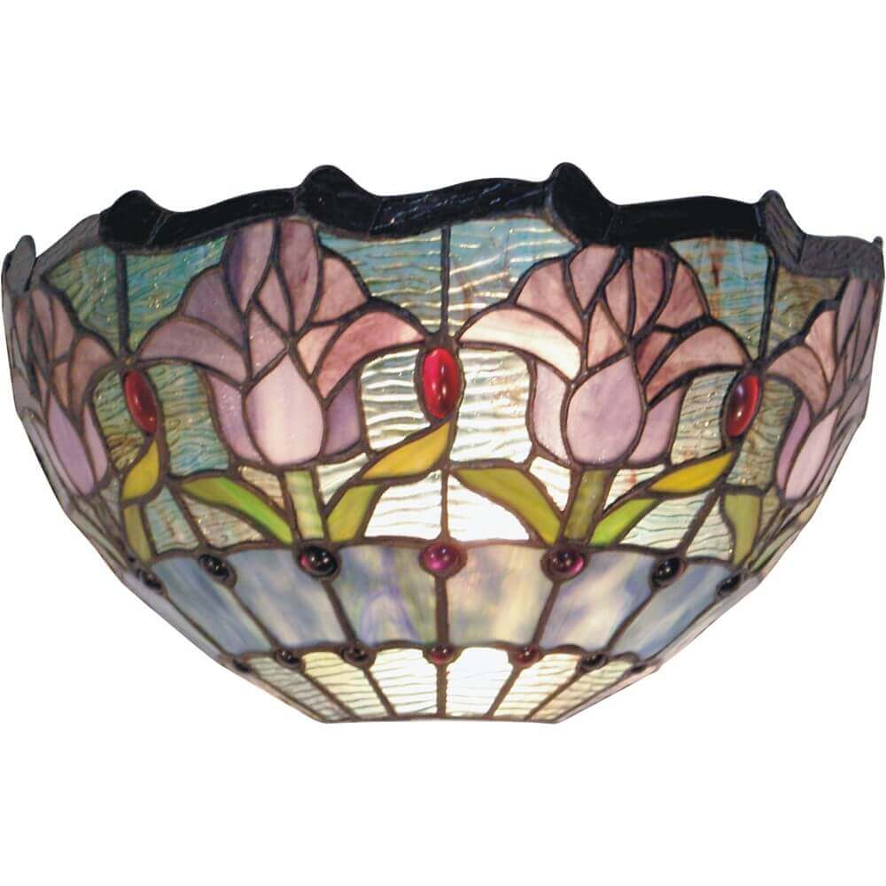 Purple Tulip Tiffany Stained Glass Wall Lamp