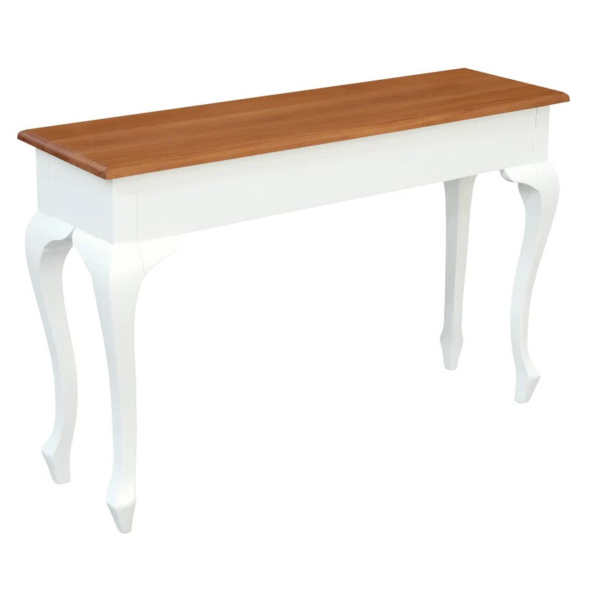 Queen Anne Elegant 2-Drawer Console Table - White Caramel