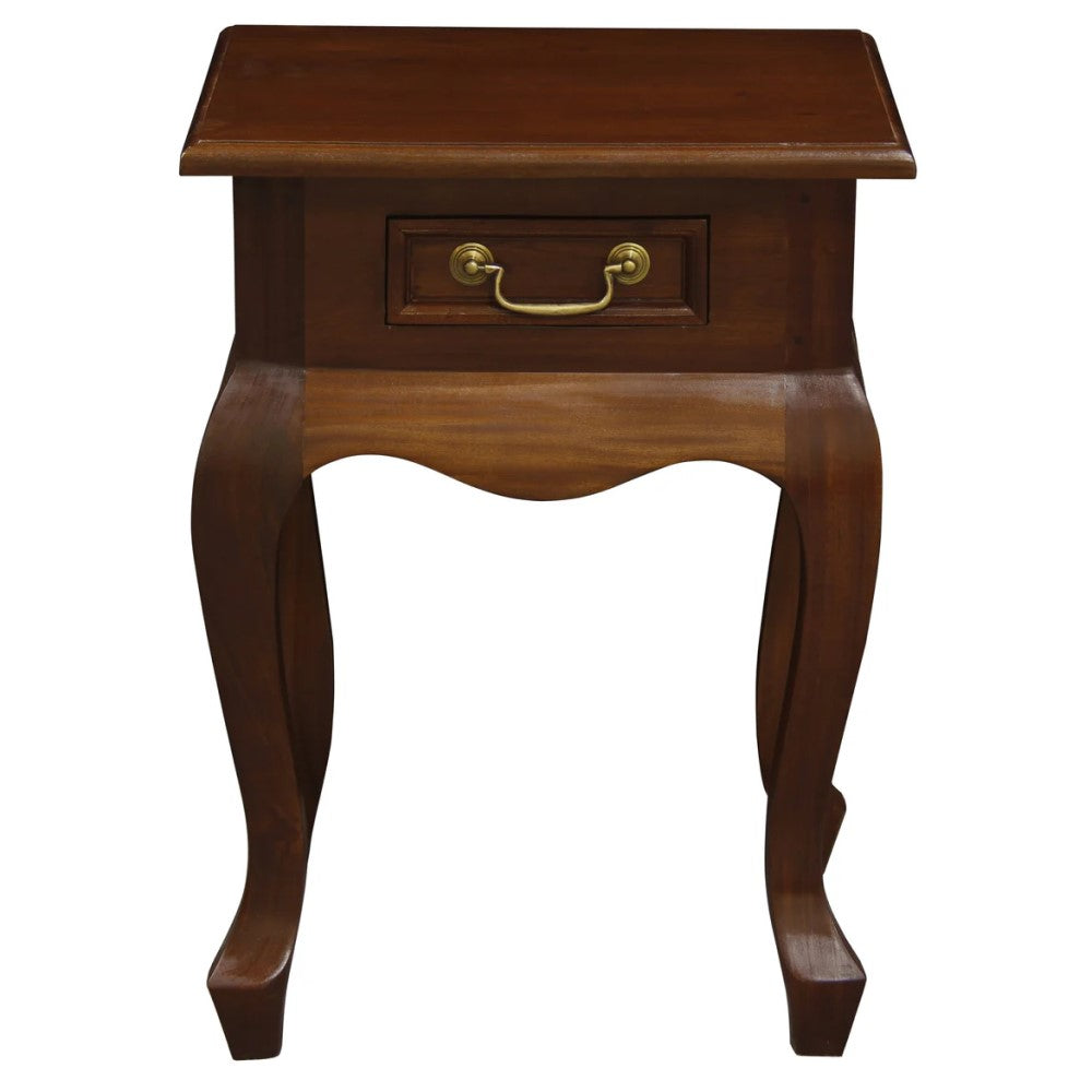 Queen Anne Mahogany Classic 1-Drawer Lamp Table - 45cms