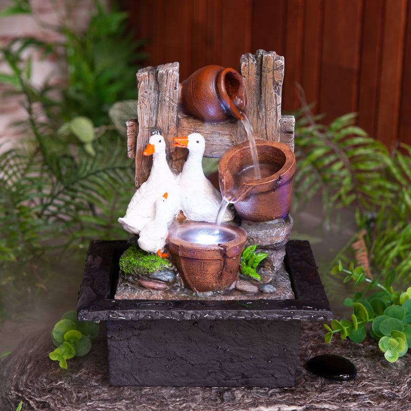 Quirky and Charming Pot Ducks Water Fountain