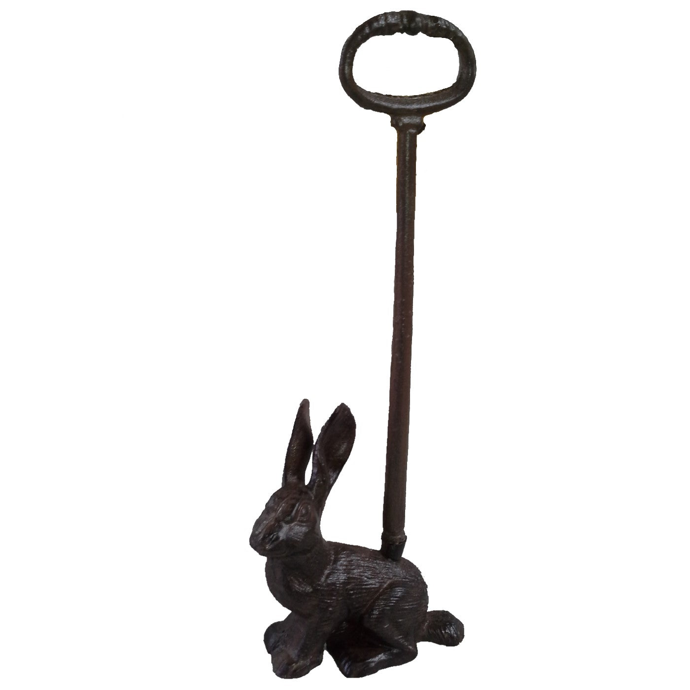 Rabbit Cast Iron Door Stopper With Handle - Antique Rust