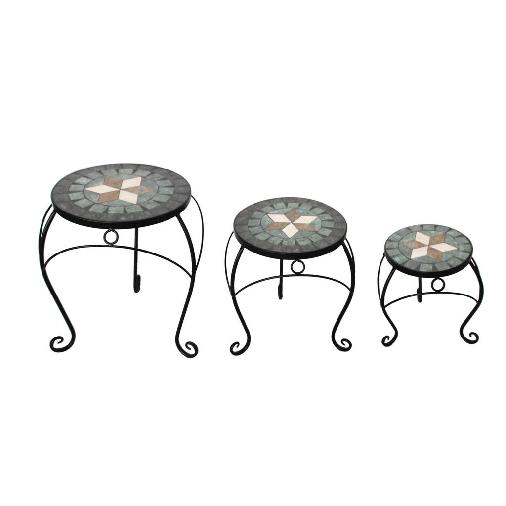 Radiant Mosaics Outdoor Nesting Side Tables - Set of 3