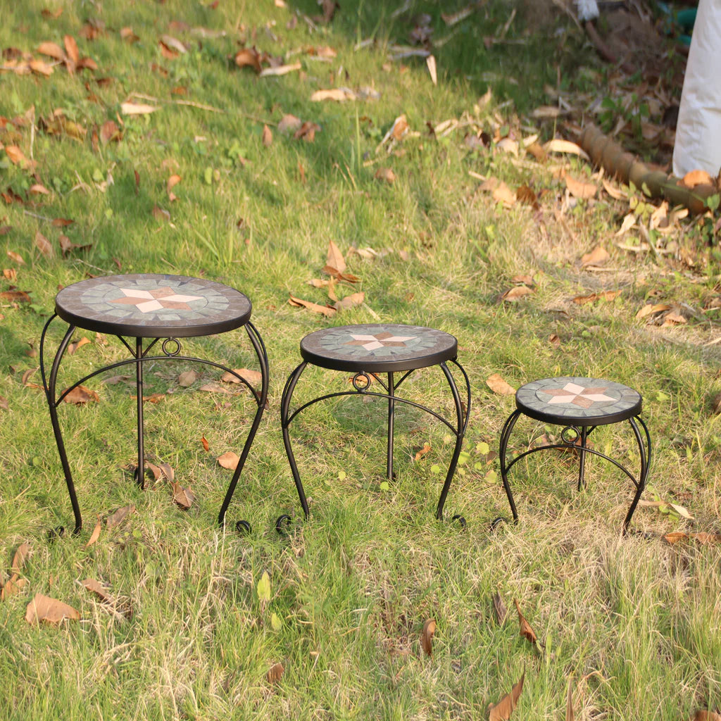 Radiant Mosaics Outdoor Nesting Side Tables - Set of 3