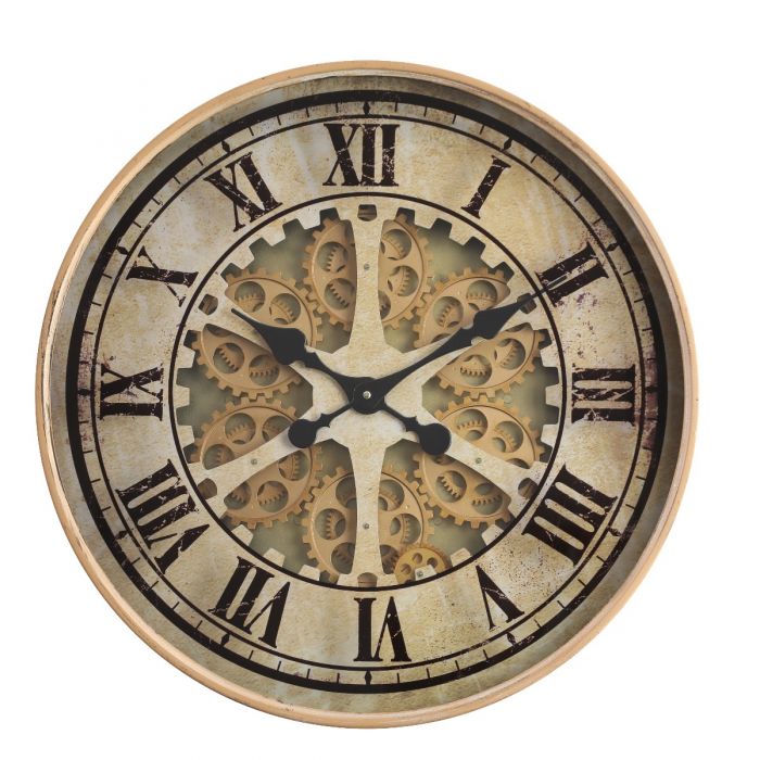 Ragnar Round Exposed Gear Movement Wall Clock- 60cms