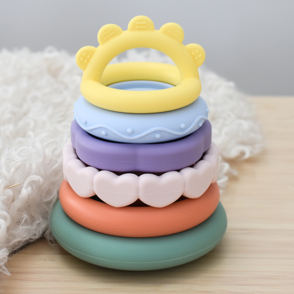 Rainbow Bliss Silicone Stacking Teether