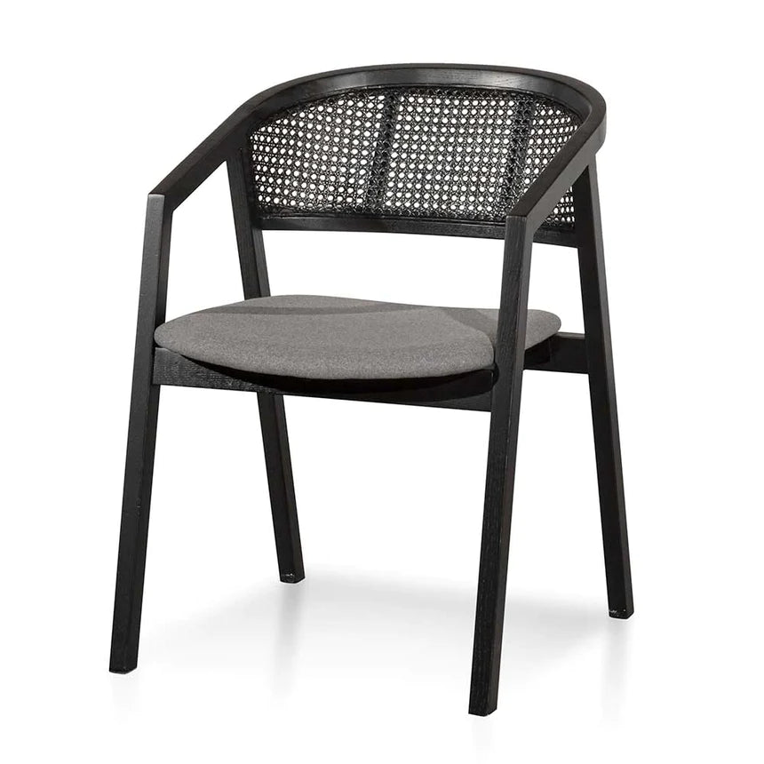 Rattan Cushioned Dining Chair - Black