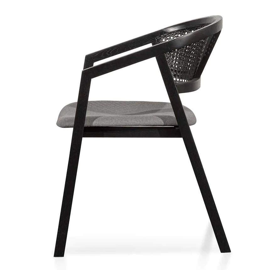 Rattan Cushioned Dining Chair - Black