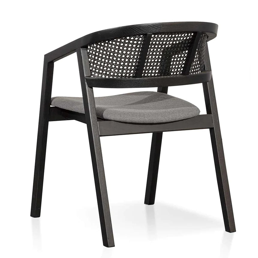 Rattan Cushioned Dining Chair - Black