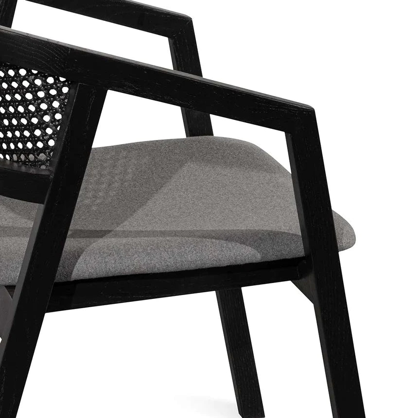 Rattan Cushioned Dining Chair - Black