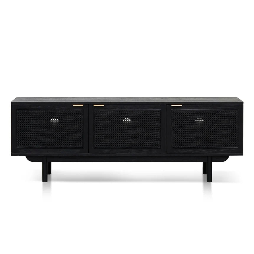 Rattan Door Black Entertainment TV 170cms - Natural