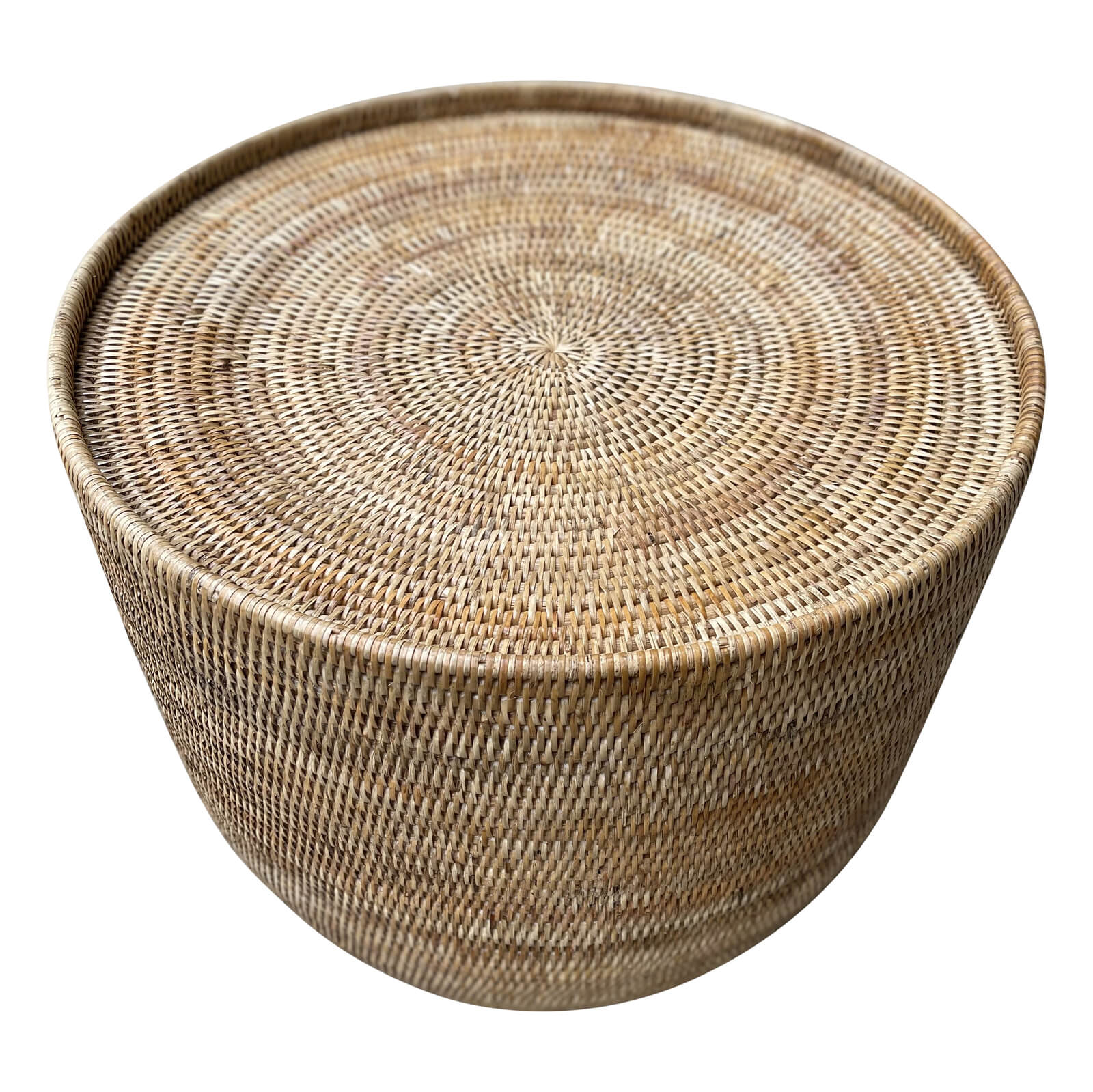 Rattan Drum Side Table - Natural