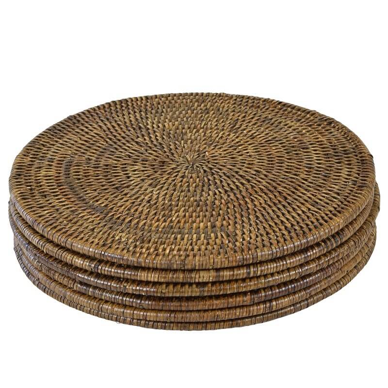 Rattan Plantation Placemats Round Set of 6