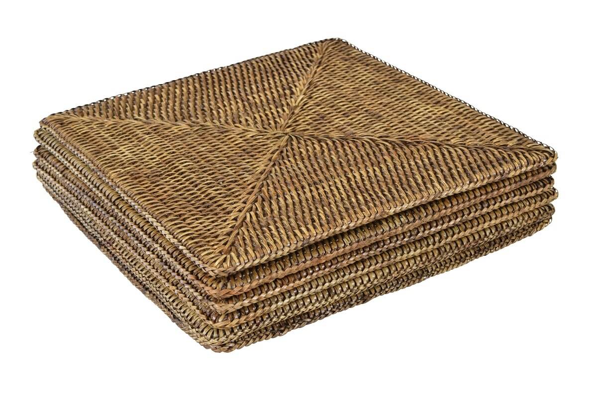 Rattan Plantation Placemats Square Set of 6