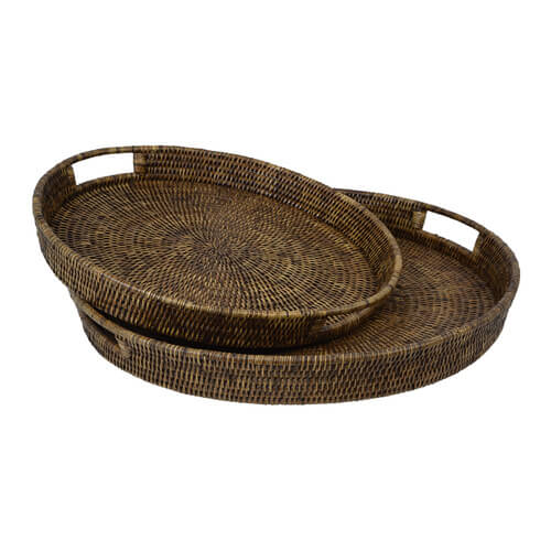 Rattan Plantation Serving Tray - Round (Available in 2 Sizes)