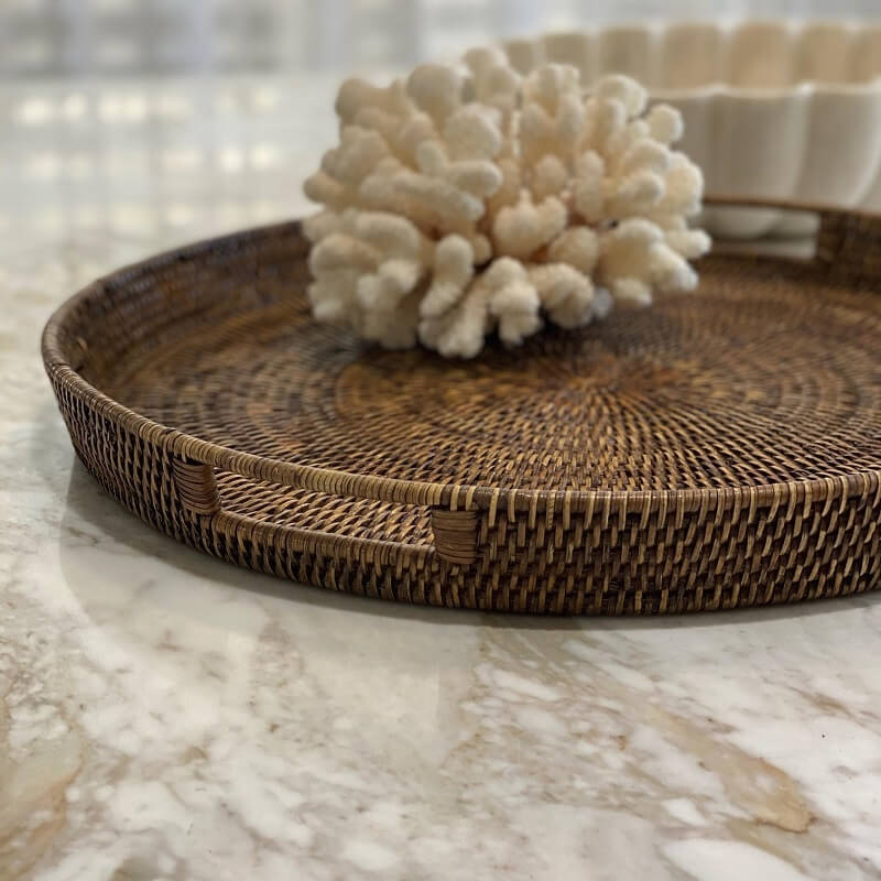 Rattan Plantation Serving Tray - Round (Available in 2 Sizes)