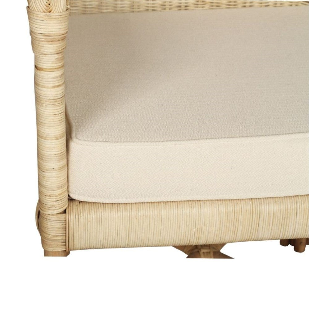 Rattan Wooden Coastal Accent Daybed Sofa