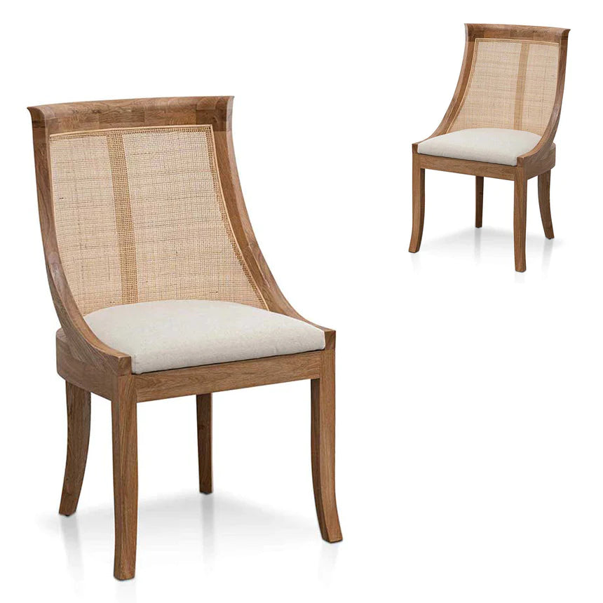 Rattan Wooden Dining Chair - Natural(Set of 2)