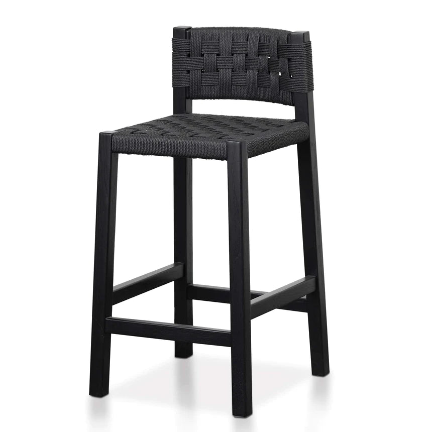 Rattan Woven Bar Chair Stool - Black