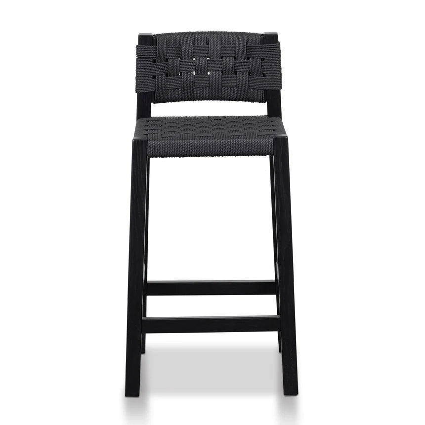 Rattan Woven Bar Chair Stool - Black