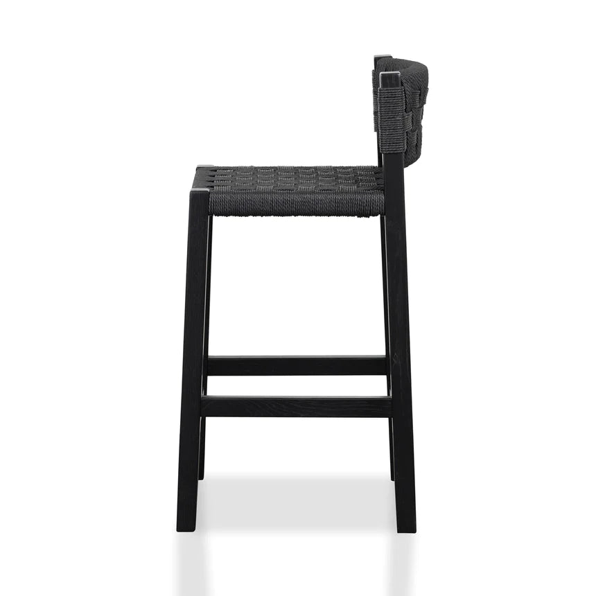 Rattan Woven Bar Chair Stool - Black