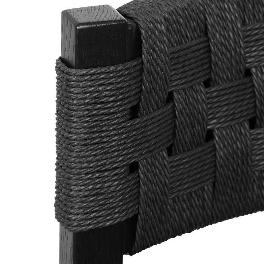 Rattan Woven Bar Chair Stool - Black