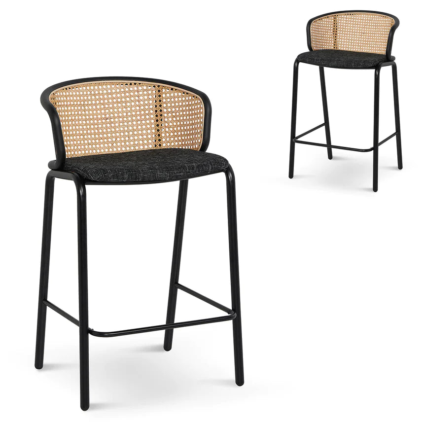 Rattan Woven Modern Bar Chair Stool (Set of 2)