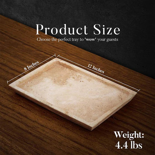 Rectangular Design Marble Serving Tray - Beige