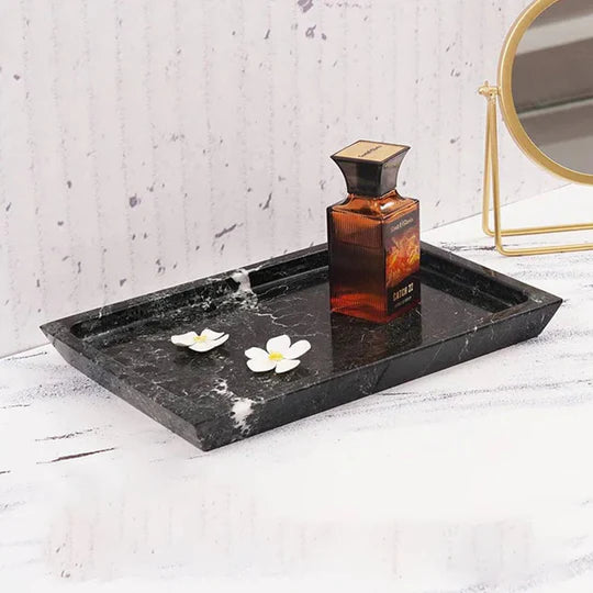 Rectangular Design Marble Serving Tray - Black