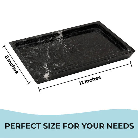 Rectangular Design Marble Serving Tray - Black