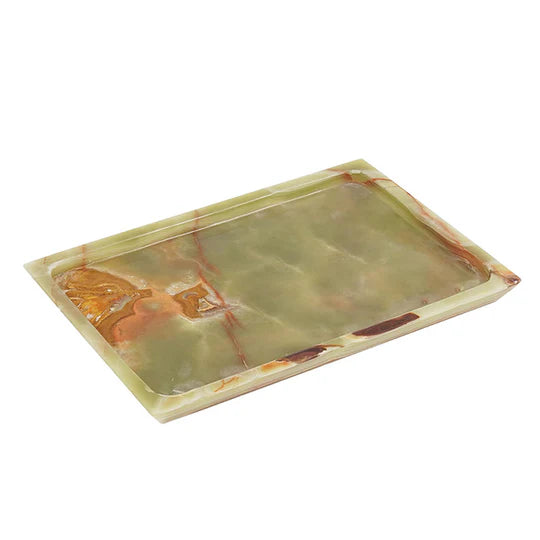 Rectangular Design Marble Serving Tray - Green