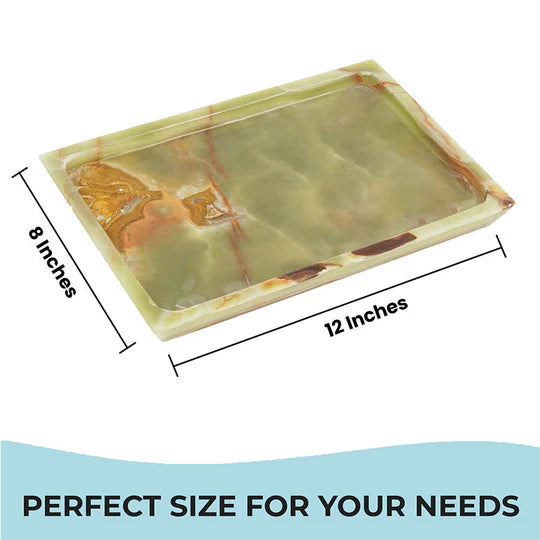 Rectangular Design Marble Serving Tray - Green