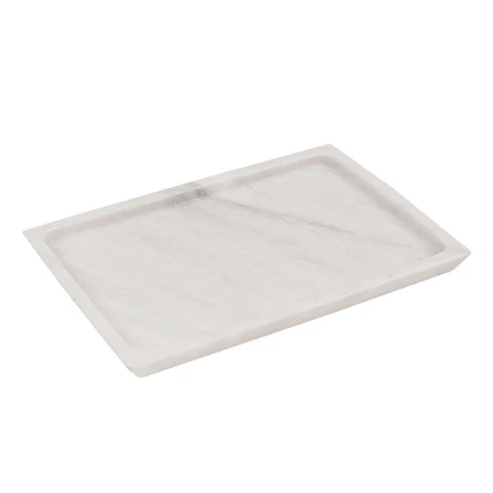 Rectangular Design Marble Serving Tray - White