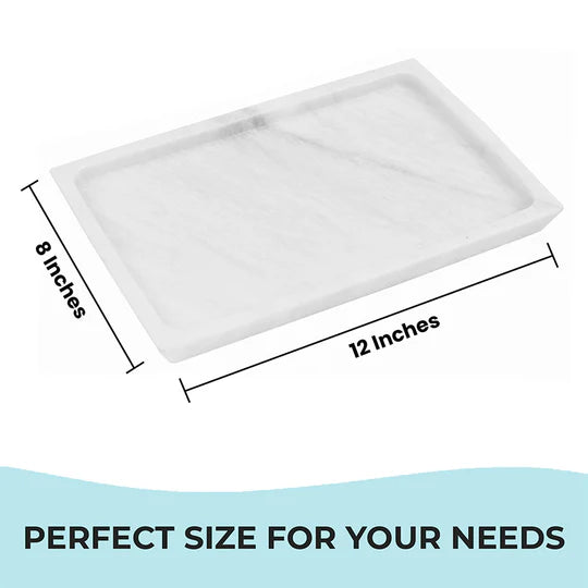 Rectangular Design Marble Serving Tray - White