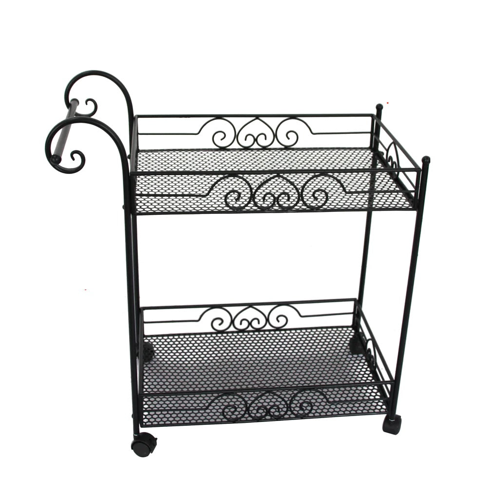 Rectangular Metal Top Trolley in Classic Black