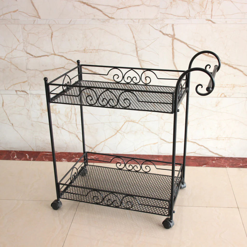 Rectangular Metal Top Trolley in Classic Black