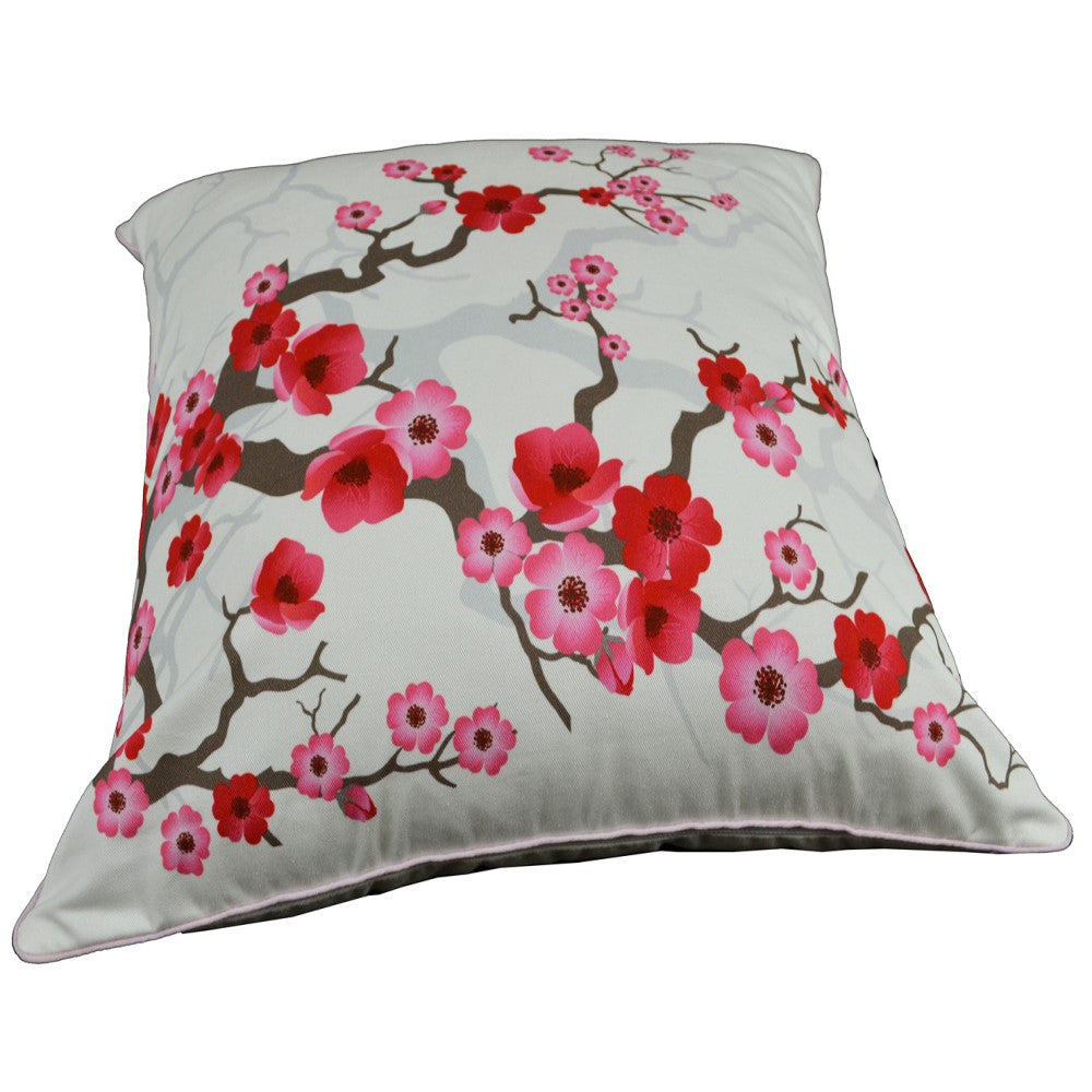 Red Cherry Blossom Cushion With Recycled Fill 45 X 45cms