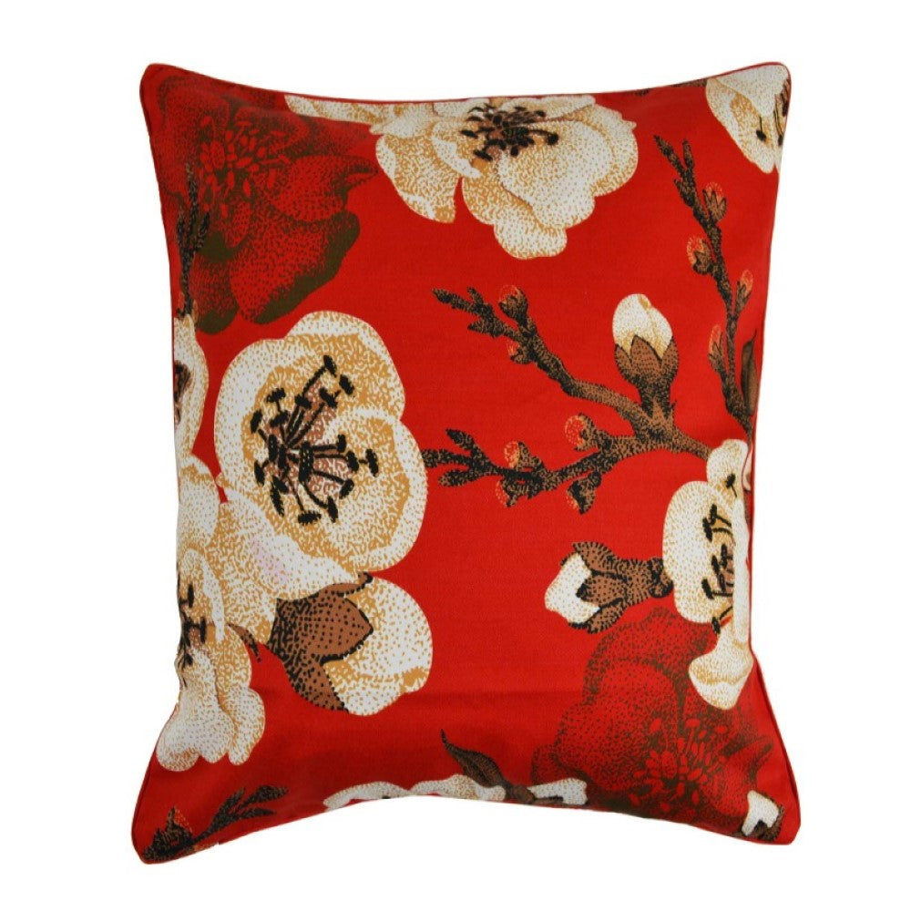 Red Cherry Blossom Cushion With Recycled Insert 45 X 45cms