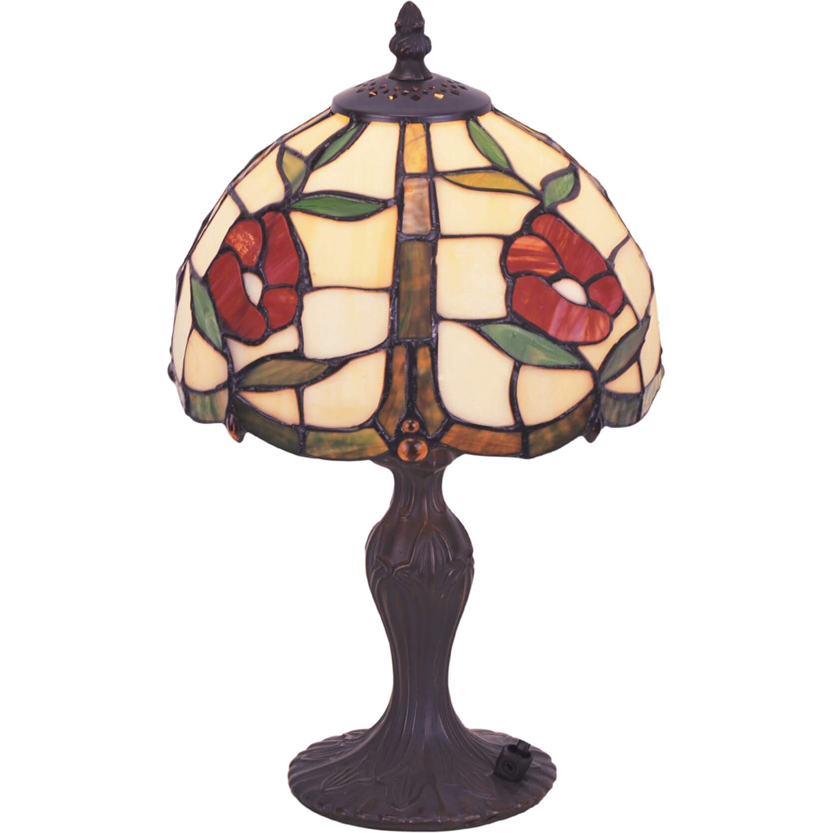 Red Poppy Tiffany Stained Glass Table Lamp