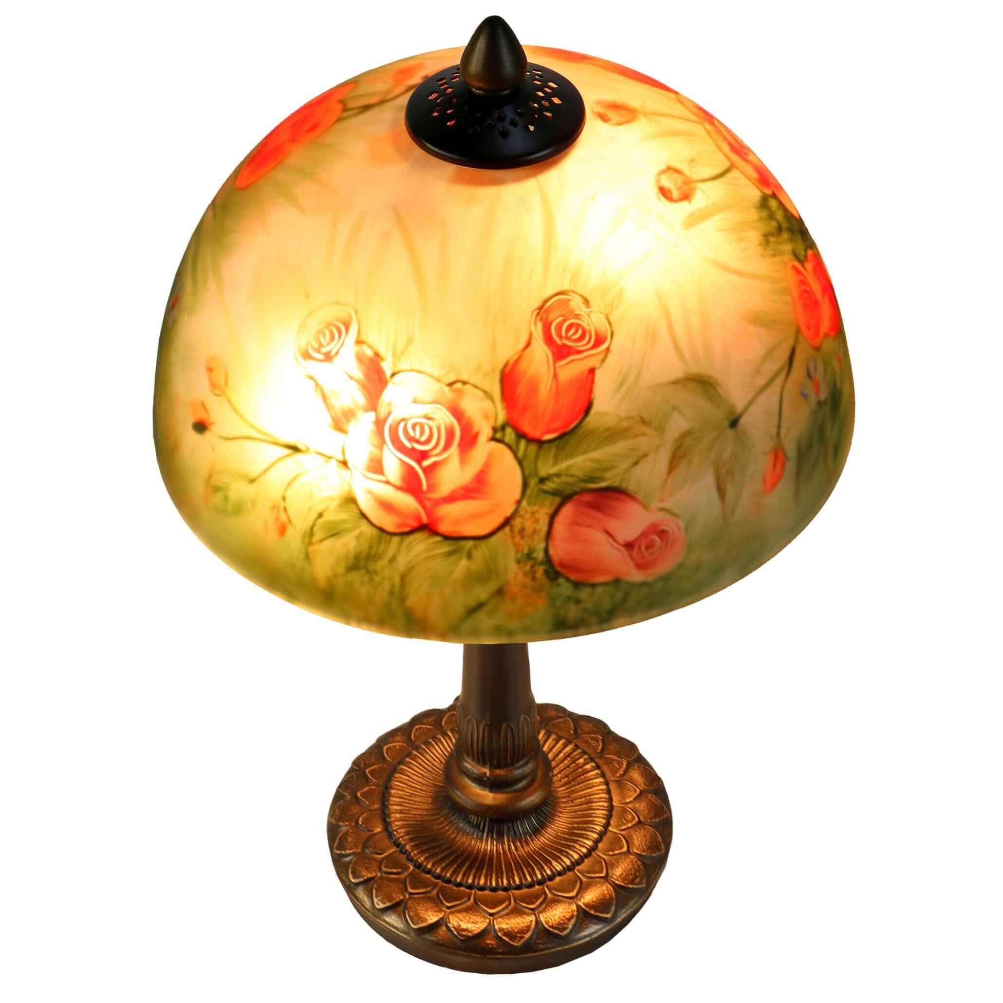 Red Roses Hand Painted Table Lamp