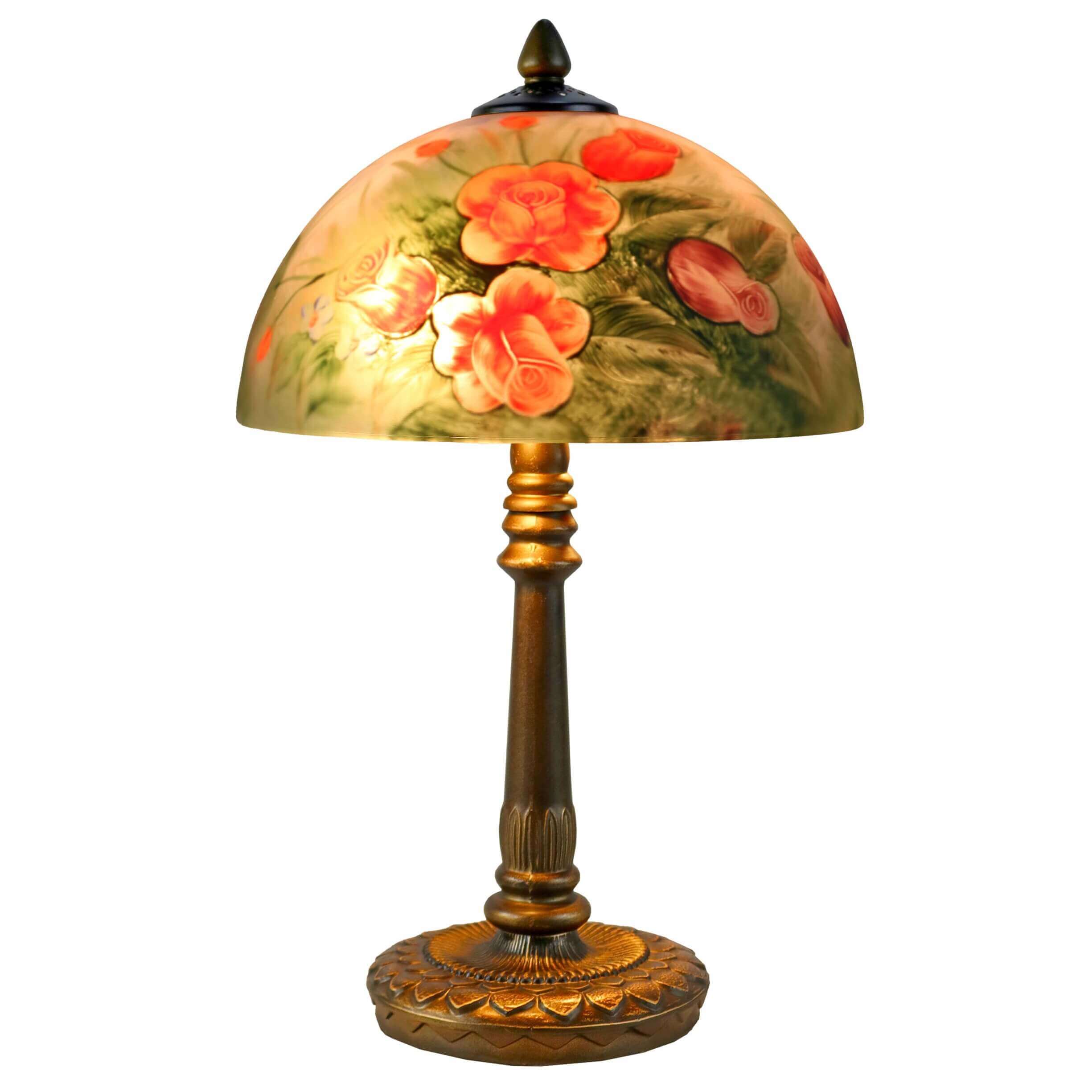 Red Roses Hand Painted Table Lamp